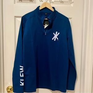 Klew Mens / Unisex Quarter Zip‎ Pullover Medium Dark Teal Blue Activewear NWT